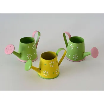 Dekorační plechová konvička B - ŽLUTÁ