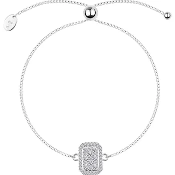 Náramek Náramek ze stříbra 925 - plochý obdélník, kulaté zirkony, nastavitelný