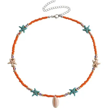 Náhrdelník Náhrdelník na krk s mušlemi kauri - oranžový