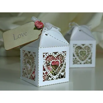 Dárková krabička Papírová filigránová krabička 5,5 x 5,5 cm se stuhou