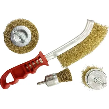 Drátěný kartáč Kartáče na čištění, různě typy, pomosazné, 4 ks - MAGG
