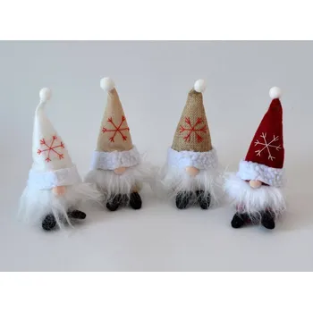Vánoční dekorace Textilní dekorace - Vánoční skřítek s vločkou 15 cm vzor A