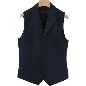 Pánská vesta Vlněná pánská vesta s límečkem Barva: Tmavě Modrá, Velikost: 3XL
