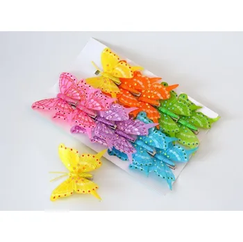 Motýlek s klipem 8 cm - vzor D modrý