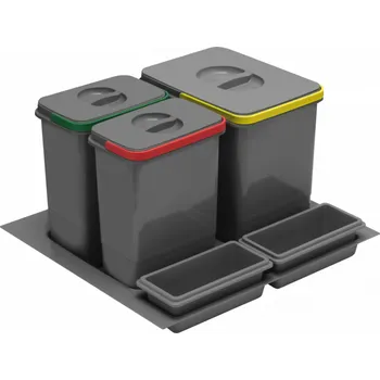 Odpadkový koš Systém nádob MULTINO 600 1X15 L+2X7 L+2 misky ANTRACIT
