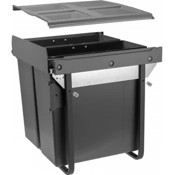 Odpadkový koš Koš na tříděný odpad pro přední montáž na pojezdu H45 2x34 l pro skříňky 600 mm, antracitový