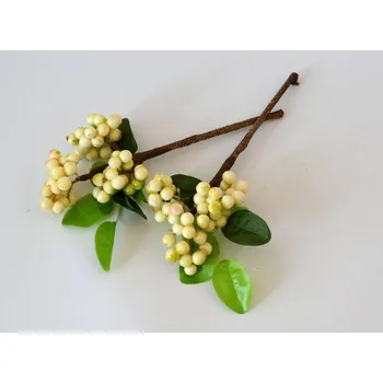 umělá květina Přízdoba - větvička s bílými plody