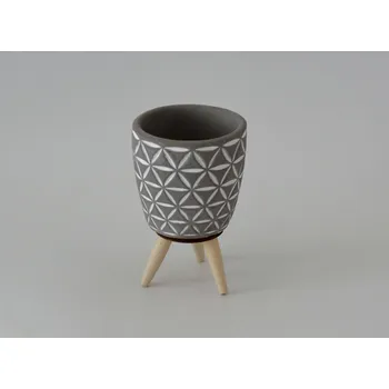 Cementová nádobka na stojánku - dekor B