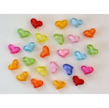 Dětské navlékací korálky Plastové průhledné korálky SRDCE 20 x 15 mm