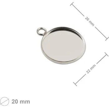 Přívěsek Bižuterní lůžko na přívěsek kulaté 20 mm z chirurgické oceli