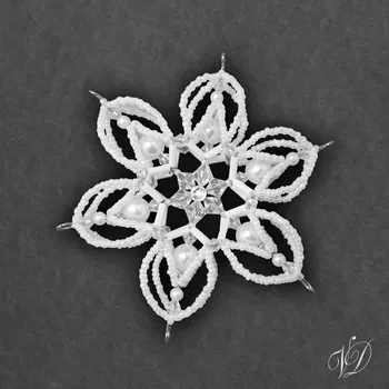 Vánoční ozdoba Vánoční korálková hvězda 0411 - 3D DUO Luxus Květ (PEVNÁ A NEREZ) Christmas bead ornament (Vánoční hvězda z korálků - Korálková hvězdička a vločka - Hvězdy a hvězdičky z korálků - Christmas bead star)