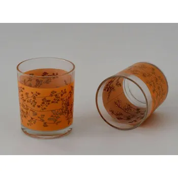 Svíčka Sklenička na svíčky s potiskem LÍSTEČKY ZLATÉ