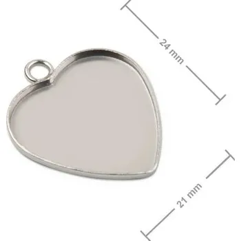 Přívěsek Bižuterní lůžko na přívěsek srdce 19 x 20 mm z chirurgické oceli