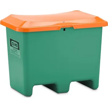 Popelnice Nádoba na zimní posyp CEMO Plus3 s kapsami pro palet. vozík zeleno/oranž. 200 l