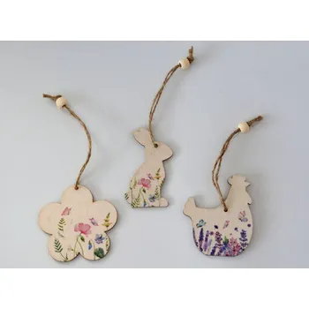 Velikonoční dekorace Dřevěné výseky k zavěšení - VELIKONOČNÍ MOTIVY BÍLÉ C - Slepička