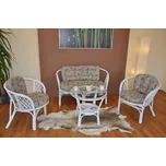 Axin Trading s.r.o. Ratanová sedací souprava Bahama velká bílá, polstr levandule