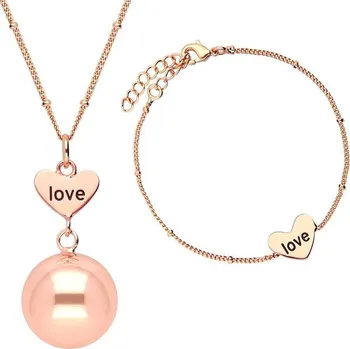 Náramek Bola Rolnička s náramkem Heart and Love in rose gold