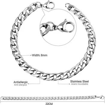 Náramek Unisex náramek z nerezové oceli - stříbrná 03,10mm