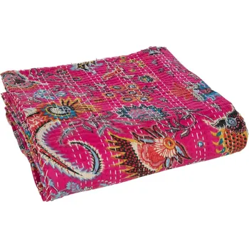 Přehoz na lůžko Veliká růžová bavlněná plážová deka s prošíváním Beach Plaid - 270*220*0,5 cm