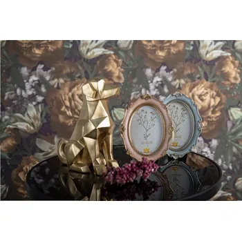 Rám na obraz Modro-stříbrný oválný fotorámeček Romania - 15*2*20 cm / 10*15cm