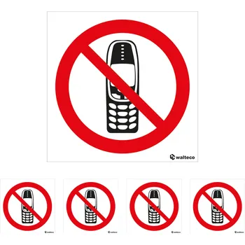 Značení Walteco Zákaz používání mobilních telefonů 90x90mm, samolepka Množství: 5 ks