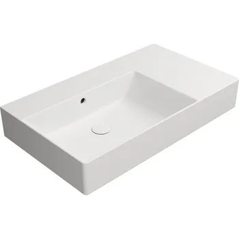 KUBE X keramické umyvadlo 80x47cm, s odkládací plochou vpravo, bez otvoru, bílá mat