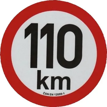 Samolepicí dekorace na vozidlo Samolepka konstrukční rychlosti 110 km, reflexní, průměr 20 cm, s normou ČSN EN 12899-1