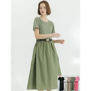 Dámské šaty Šaty s kr. rukávem 9896 Itálie barva: zelená-khaki, velikost: L/XL