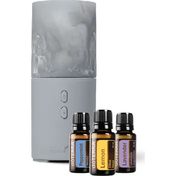 Vůně do bytu Young Living Viya Difuzer do auta + DoTerra Trio Esenciálních olejů citrón, levandule, máta 3x5 ml