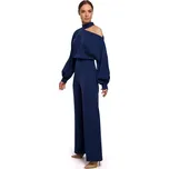 Elegantní značkový overal s obojkem M528 - Modrý XL Barva: Tmavě Modrá, Velikost: XL
