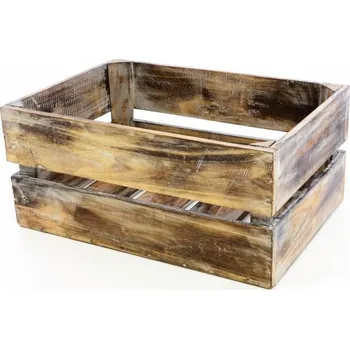 Úložný box Dřevěná bedýnka VINTAGE DIVERO hnědá - 51 x 36 x 23 cm