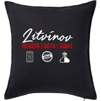 Polštář Litvínov město s tradicí - Polštář 50x50 - 50x50 - Pouze potah ( Černá )