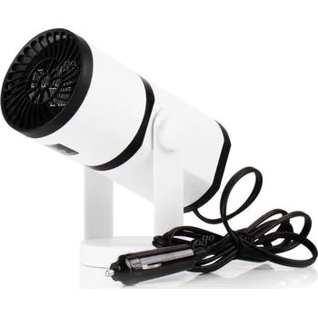 Ventilátor s topením 12V 150W - válcový / bílý