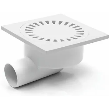 Chuděj Podlahová vpusť DN 50/95P 326P boční s mřížkou 150 x 150 mm bílá