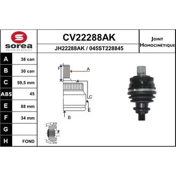 Autodíl Sada kloubů, hnací hřídel EAI CV22288AK
