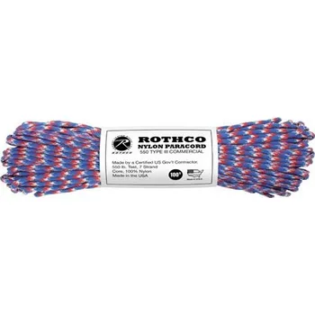 Sport ROTHCO Šňůra PARACORD nylon 550LB 30m 4mm MODRO-ČERVENO-BÍLÁ