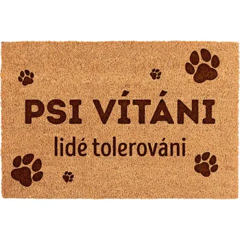 Rohožka Dřevia Rohožka PSI VÍTÁNI, LIDÉ TOLEROVÁNI - 60x40 cm