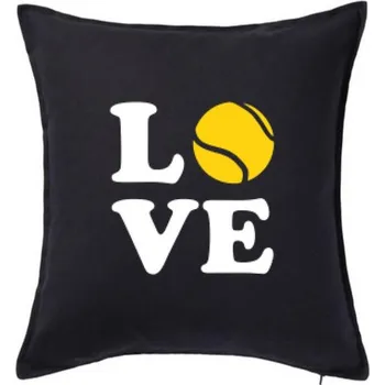 Polštář Tenis love - Polštář 50x50 - 50x50 - Pouze potah ( Černá )