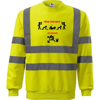 Pánská mikina Před a po - svatba párty - Reflexní mikina - XL ( Neonově žlutá )