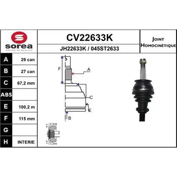 Autodíl Sada kloubů, hnací hřídel EAI CV22633K