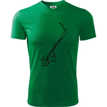 Chlapecké tričko Saxophone nápis - Dětské triko sportovní (dresovina) - 122 cm/6 let ( Středně zelená )