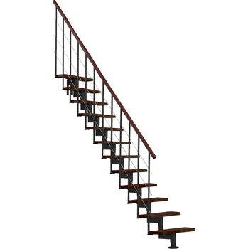 Modulové schodiště Minka Style přímé schodiště, bukové stupně, ocelová konstrukce