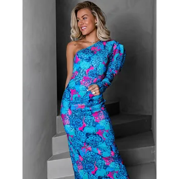 Dámské šaty Tyrkysové dlouhé elegantní šaty KAROT Velikost: ONESIZE