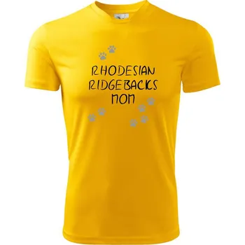 Chlapecké tričko Rhodesian Ridgebacks mom (Rhodéský ridgeback) (Reflexní tlapky) - Dětské triko sportovní (dresovina) - 134 cm/8 let ( Žlutá )