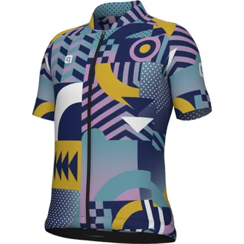 cyklistický dres ALÉ Cyklistický dres s krátkým rukávem - KID GAMES - růžová/tyrkysová/žlutá