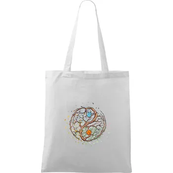 Yin & Yang strom - zima, léto - Taška bavlněná - 42 x 38 cm ( Bílá )