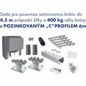 CAME POSUV 6 SZ KOMPLETNÍ SESTAVA PRO POSUVNOU BRÁNU DO 400KG/4,5M, CAIS KIT ENZO SZ