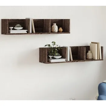 Obývací stěna vidaXL Nástěnné skříňky 2 ks 75 x 18 x 16,5 cm kompozit [840436] Barva: hnědý dub