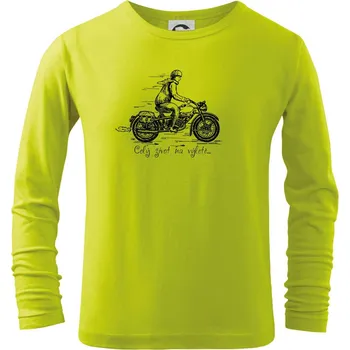 Chlapecké oblečení Celý život na výletě - motorka - Triko dětské Long Sleeve - 146 cm/10 let ( Limetková )