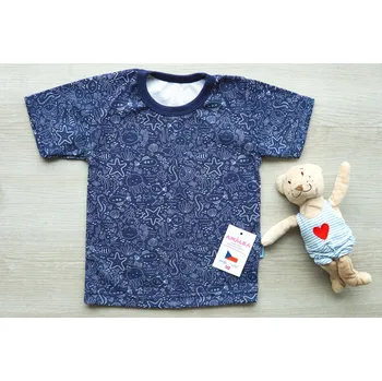 Kojenecké oblečení AMÁLKA Modré tričko krátký rukáv, moře Velikost: 92